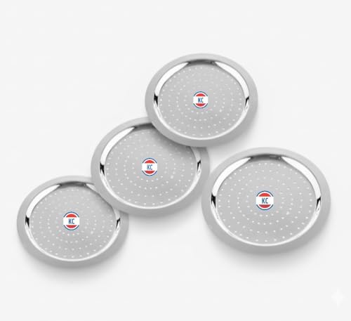 Image of KC Steel Hole Lid Cover Set, Stainless Steel Jali Plate for Utensils, Milk Cover Plate, Multipurpose Kitchen Essential, Set of 4