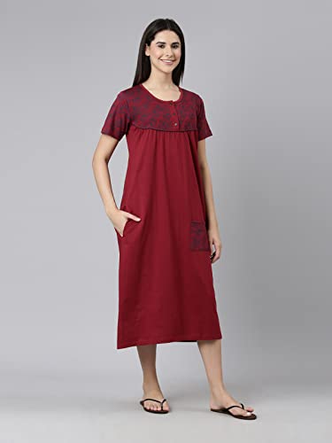 Image of KRYPTIC Womens Pure Cotton Printed Maxi Nightdress
