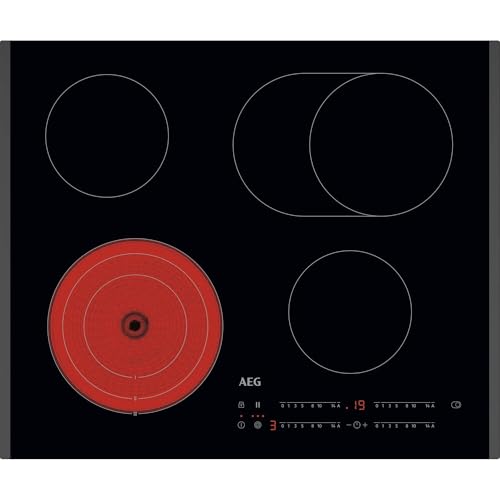 AEG Glaskeramik-Kochfeld Autark 60 cm, 4 Kochzonen incl. Bräter- und Dreikreiszone, DirectSlider-Bedienung - präzise Steuerung je Zone, Facetten-Design, Bräterzone, Timer, Kindersicherung, TO64RA07FB