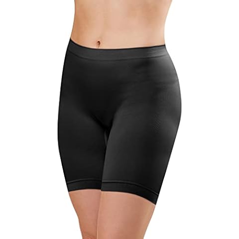 Instant Shaping Womens 2 Pack Seamless Slipshort Thigh Shapewear, Black, Nude, Medium US Cover