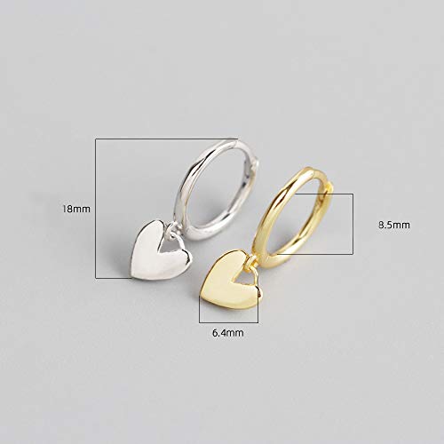 Cute Heart Love Dangle Drop Cartilage Small Huggie Hoop Earrings for Women Girls Minimalist S925 Sterling Silver Charm Dangling Cuff Sleeper Hoops Dainty Hypoallergenic Jewelry Gifts for Her Birthday4