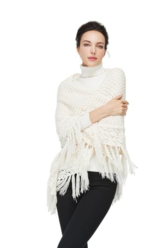 Women Versatile Knit Shawls and Wraps for Evening Dresses Elegant Triangle Fringed Scarf Cover Up
