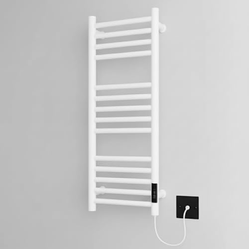 Greened House Sèche-serviettes électrique chauffant en acier inoxydable blanc sec 300 mm x 720 mm