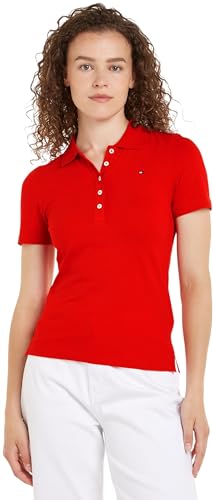 Tommy Hilfiger Damen Poloshirt Kurzarm 1985 Slim Pique Polo Ss Slim Fit, Rot (Fierce Red), XXS 1