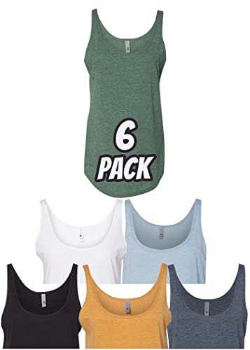 Next Level 5033 Multipack Women's Bulk Festival Tank Top 6 Pack - Make Your Own Assorted Color Set - Plain Bundle Racerback For Ladies #TOP25