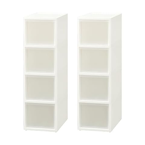 ASTAGE Slim Storage Drawers 4 Drawers Plastic Slim Narrow Storage for Kitchen Bathroom Bedroom Plastic Storage Cabinet Drawer Tower Chest 10.2" Slim x 33.5" Tall - 2pack (Type C Wide) Cover