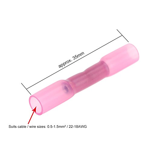 Honeytecs 100 PCS 22-18 AWG isolado calor psiquiatra bunda conectores impermeáveis fio terminais elé