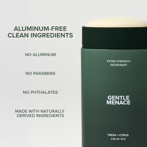 Image of Gentle Menace Aluminum-Free Deodorant for Men, Fresh + Citrus | Extra Strength, Long Lasting All-Day Protection, Natural Ingredients, 2-Pack