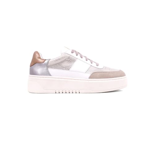 Womens Oriana Metallic Print Lace Up Sneakers Shoes Casual - Silver