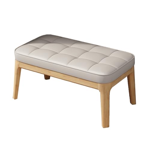 Banco otomano tapizado de cuero con patas de madera, reposapiés versátil para entrada, comedor, dormitorio y sala de estar, proporciona almacenamiento y asiento de zapatos