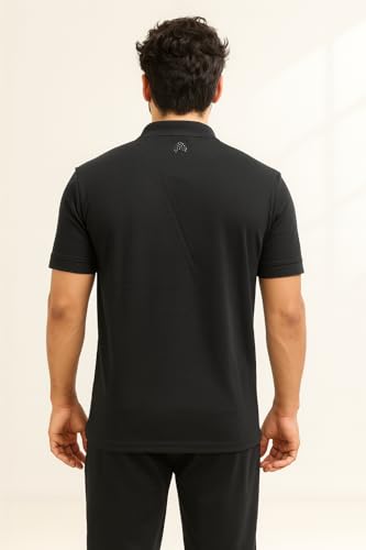 Image of Force NXT Men's Premium Microfiber Fabric Solid T-Shirt | Polo Neck Half-Sleeves T-Shirt for Men | Label Free with Anti-Static for Daily Uses