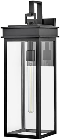 Lark Cole Outdoor Medium Wall Mount Lantern, Clear Glass, Coastal Elements Composite, Black Finish