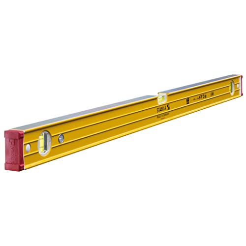 STABILA Wasserwaage Type 96-2, 100 cm, extrasteifes Alu-Profil, 1 Horizontal-Libelle, 2 Vertikal-Libellen, stoßdämpfende Endkappen, integrierte Rutsch-Stopper, Made in Germany