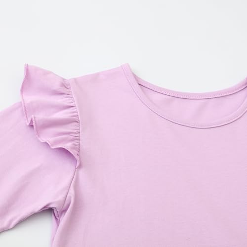 Girl Long Sleeve Dress Ruffle Rainbow Color Block Cotton Casual Tiered Pleated Twirly Dress4