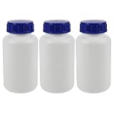 VALICLUD 3pcs 500Ml Thickened Chemical Reagent Bottles with Blue Screw Caps, Refillable Plastic Sample Containers for Laboratory and Industrial Liquid Storage