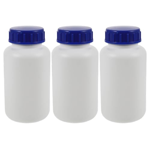 VALICLUD 3pcs 500Ml Thickened Chemical Reagent Bottles with Blue Screw Caps, Refillable Plastic Sample Containers for Laboratory and Industrial Liquid Storage