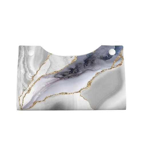 Watercolor Geode Marble Texture White Gold Tissue Box Cover Rectangle PU Leather Facial Case Paper Holder Organizer for Decor Bathroom Vanity Countertop Bedroom Dresser Night Stand Desk Car Office by DSSWTP - Image 8
