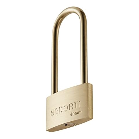 SEDORTI Weather Proof Lock, Solid Brass Padlock with Brass Long Shackle, 1-1/2" Wide, Marine Padlock Cover