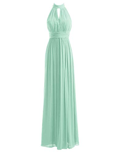 JAEDEN Bridesmaid Dresses Halter Long - Sleeveless Chiffon Pleat Bridesmaid Dress