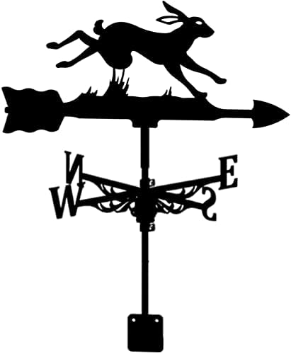 DMWMD Rabbit Weathervanes, Black Weather Vane, Rabbit Metal Stand, Vertically Mountable Farm Roof Decoration