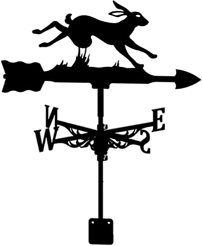 Dmwmd Rabbit Weathervanes, Black Weather Vane, Rabbit Metal Stand, Vertically Mountable Farm Roof Decoration #TOP30