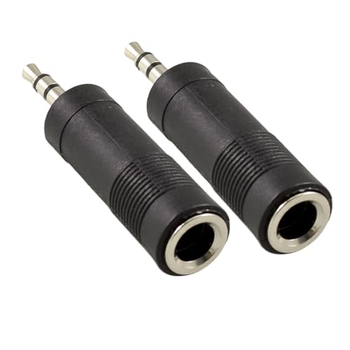 uxcell adaptador Jack audio 3.5mm macho a 6.35mm hembra 2 piezas miniatura 3