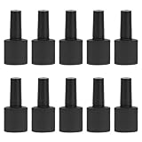 Angoily 10 ml Abgeflachte Nagellackflasche aus Mattem Schwarzglas mit Deckel und Pinsel Nagel Schönheitswerkzeug für Maniküre Nachfüllbar und Auslaufsicher für Nagelpflege und