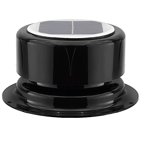 RecPro RV Solar Ventilation Fan | Solar Powered Ceiling Vent with Fan | For RV, Marine, Camper, Shed, Trailer (Black)