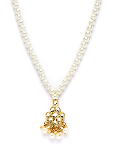 Karatcart Gold Plated Pearl Beads Studded Kundan Necklace Set for Women - Image 7