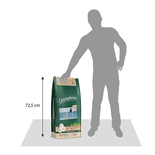 Christopherus Light Grainfree, Vollnahrung für ausgewachsene Hunde mit Übergewicht oder geringer Aktivität, Trockenfutter, Lamm + Kartoffel, Krokettengröße ca. 1 cm, Ausgewachsener Hund, 12 kg