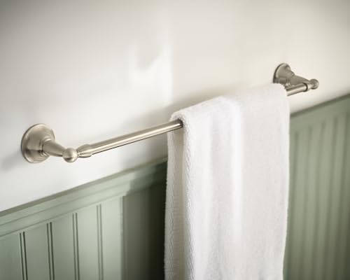 Image of Moen DN6824BN Sage 24-Inch Wall Mount Bathroom Single Bar Towel Bar, Brushed Nickel