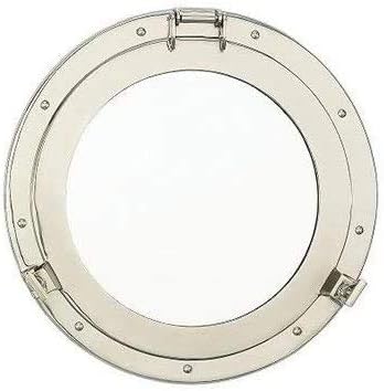 20" Aluminum Porthole Mirror with Polished Finish - Nautical Ship Decor