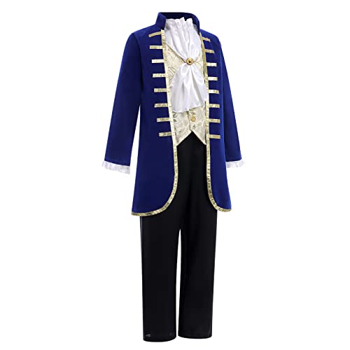 Prince Costume for Boys Medieval Royal Prince Jacket Pants Crown Birthday Party King Halloween Fancy Outfit