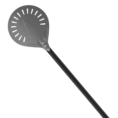 G.A. HOMEFAVOR 12" Perforated & 9" Turning Pizza Peel Set, Pizza Oven Brush - 3 Pcs Kit, 120cm Total