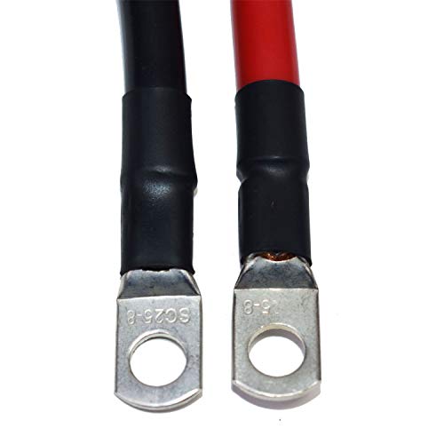 A-Team Performance - 2 Ft Positive And Negative Cables Set With 5/16" Lugs M8 24 Inch Long - 600 Volts 500 V/Mi, 1500 Psi 4Awg Battery Cables - Red And Black #TOP2