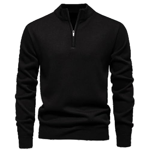 Thick Men' Knitted Sweater Korean Style Autumn Winter Slim Fit Knit Half Zipper Casual Pullover Sweaters Man