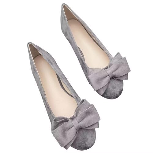 Stunner Women's Bowknot Ballet Flats Comfortable Round Toe Dress Shoes Soft Slip On Velvet Flats