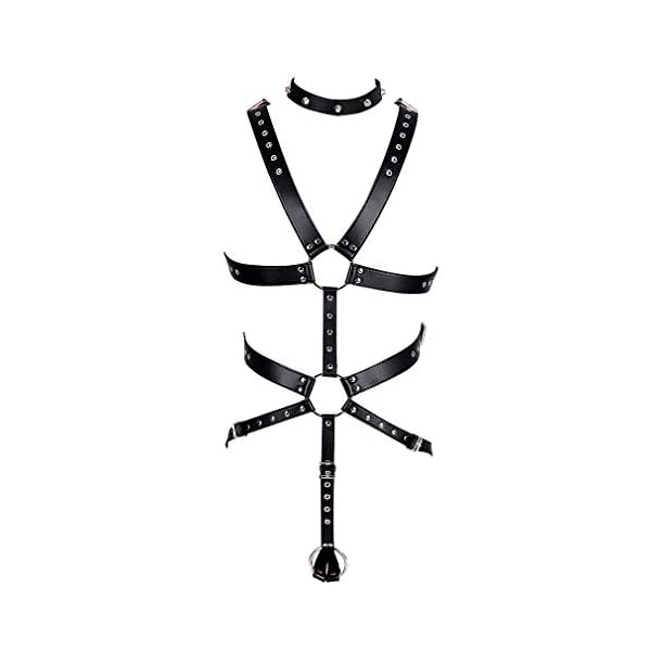 BBOHSS Herren Leder Harness Punk Brustgurt Top Cage Brust Brust halb Geschirr Verstellbarer Brustgurt Club Halloween Kostüm Zubehör