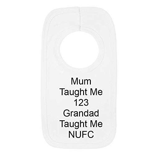 Personalised Newcastle United Style Baby Bib - Grandad Taught Me 123 - Beautifully Embroidered Gift