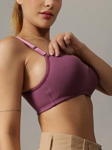 Image of BODYSIZE Women's Demi Cup Padded Bra | Soft Cotton-Lycra Stretch | Wire-Free Comfort, Lightly Padded Support, Seamless with Adjustable Straps (ELA)