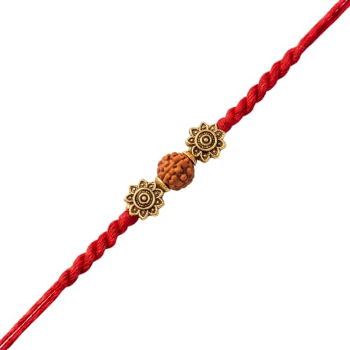 Image of I Jewels Thread Rakhi With Roli Chawal & Rakshabandhan Card for Brother /Bhai /Men /Bro