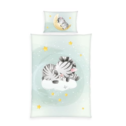 Herding babybest Parure de Lit Zebra, Taie d'Oreiller 40 x 60 cm avec motif réversible, Housse de...
