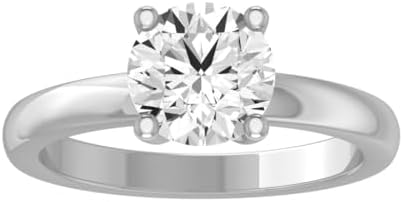 1 Carat - 2 Carat Lab Grown Diamond Solitaire Ring | Solid 14K White Gold Engagement Band Ring for Women | E-F Color and VS1 Clarity