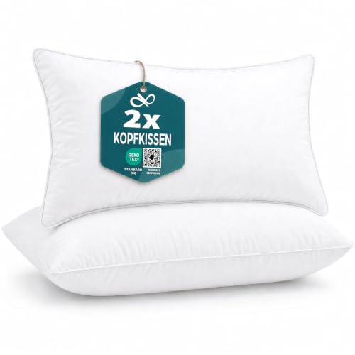 Flowen Kissen 30x50 Kopfkissen 2er Set Dekokissen für Bett und Sofa Innenkissen Hypoallergene Sofakissen Anti-Milben Weiche Zierkissen mit Kissenbezug Mikrofaser Abnehmbar und Waschmaschinenfest