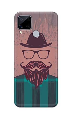 Image of PRINTFIDAA Man Icon with Beard Shirt Hipster Printed Designer Hard Case for Realme C15 / Realme C12 / Realme Narzo 20 / Realme Narzo 30A (2021) Back Cover -(e) RPM1001