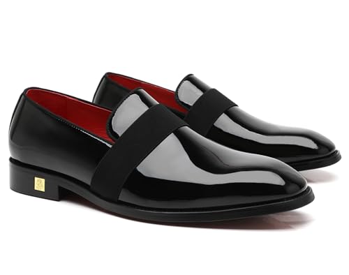 Erphpre Paul Mens Tuxedo Patent Leather Loafers Dress Wedding Party Graduation Prom Homecoming Shoes Black US 10