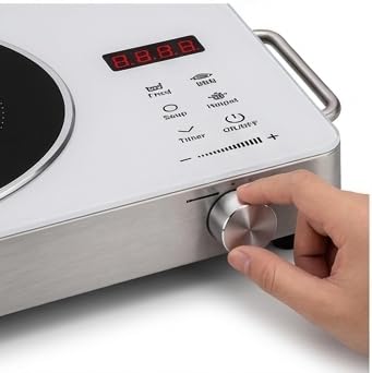 Image of 3500W Portable infrared Induction Cooktop, Electric Induction Cooker with Touch Control & Rotary Knob, LED Display, Timer, 6 Preset Cooking Modes, Overheat Protection, Stainless Steel Body