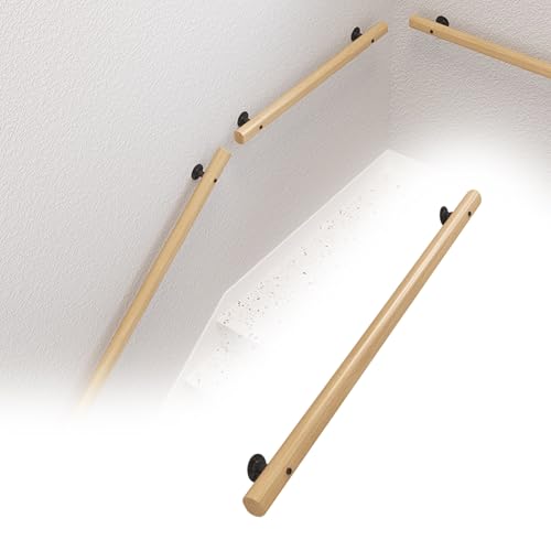 Barre d'appui de sécurité bois 240 cm rambarde salle de bain - 2