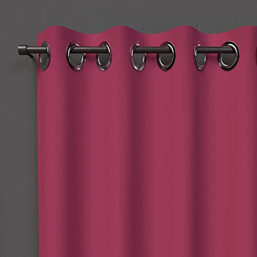 Soleil d'ocre Rideau à Oeillets occultant, Framboise, 140 x 250 cm
