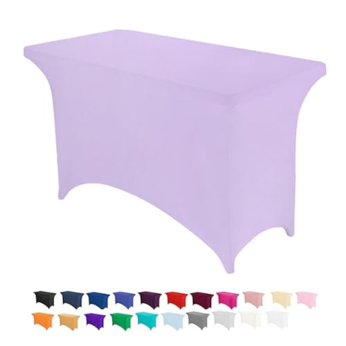 Image of Peomeise 4FT Spandex Table Cover Rectangular Stretch Spandex Tablecloth (Lavender,4FT)